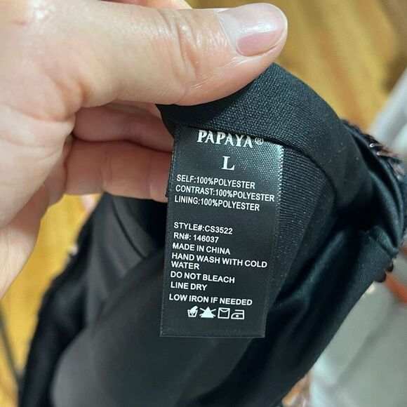 Papaya Womens Mini Sequin Dress Size Large Black Pink Homecoming Bodycon Sexy - Picture 11 of 13